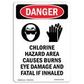 Signmission Safety Sign, OSHA Danger, 10" Height, Rigid Plastic, Portrait Chlorine Hazard, Portrait OS-DS-P-710-V-1934